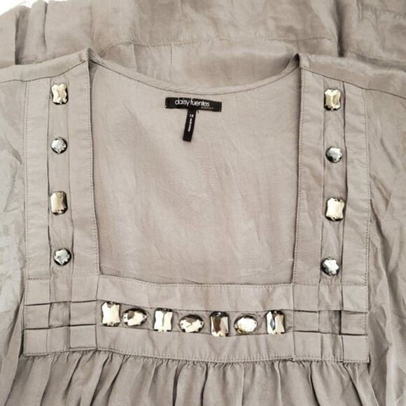 Daisy Fuentes Metallic Embellished Jewel Square Neck Blouse 1X - Picture 4 of 7